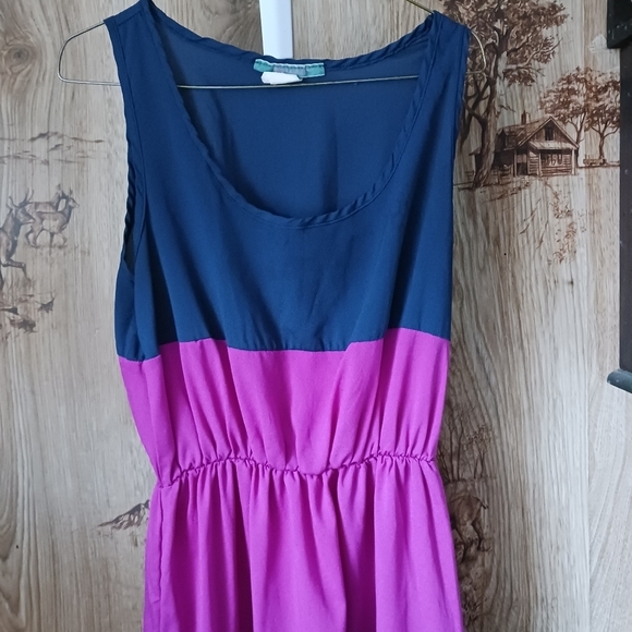 Julie's Closet Fuschia Navy Blue Color Block Maxi Dress - Picture 2 of 7